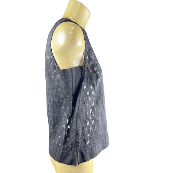 Fossil small black sheer sleeveless relaxed fit boxy top night out - Picture 5 of 9